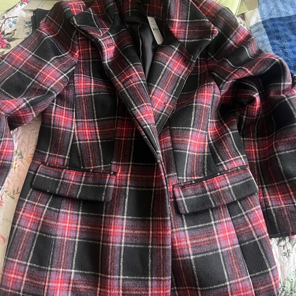 Ann Taylor Black and Red Checkered Blazer